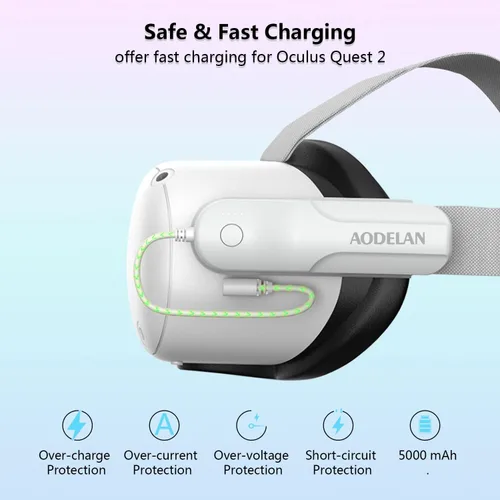 Vista 2 de VR Battery Pack Compatible with Oculus Quest 2 Headset,5000mAh Rechargeable VR Battery Power Bank Compatible with OculusMeta Quest 2 Original Strap