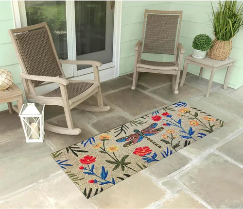 Vista 44 de Liora Manne Mum Aqua - Alfombra para interior/exterior, 3 pies, redonda