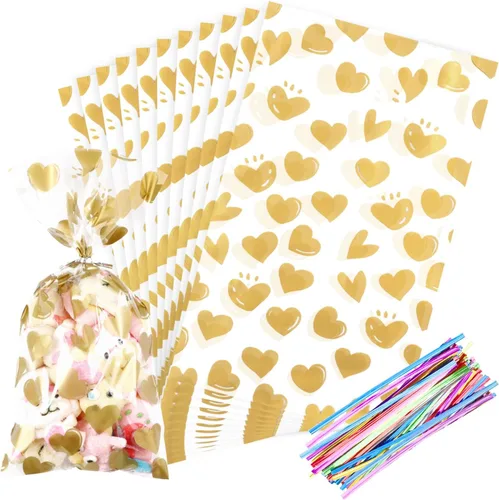 Vista 28 de 100 bolsas de regalo con estampado de estrellas de 3 x 5 pulgadas, bolsas de regalo de celofán, bolsas de regalo de celofán, bolsas de regalo