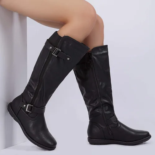 Vista 7 de DREAM PAIRS - Botas de invierno altas hasta la rodilla con forro de piel sintética para mujer
