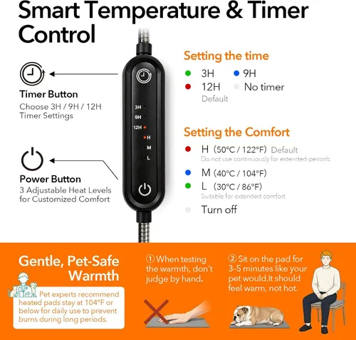 Vista 4 de 5V USB Pet Heating Pad, Dual-Sensor Safety for Cat & Dog, S