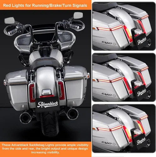 Vista 3 de Advanblack Luces LED de alforja Road Glide 2026, luz trasera Hy-per para Harley Touring FLH 2026, ahumada, intermitentes rojas secuenciales