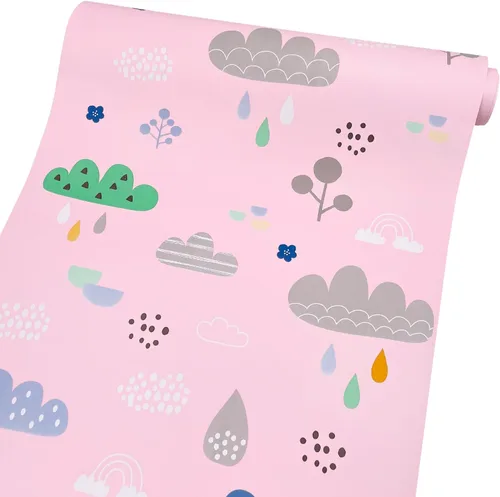 Vista 15 de Revestimiento de estante azul arcoíris nube autoadhesiva para cajón de papel de dibujos animados decoración de pared para dormitorio, cajas