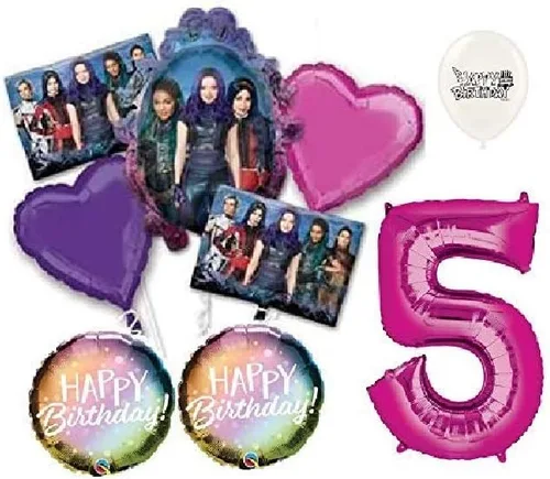 Vista 3 de Descendants - Ramo de globos decorativos para 3 fiestas, Rosado