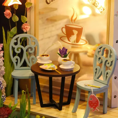 Vista 5 de MAGQOO Casa de muñecas en miniatura con muebles, kit de casa de muñecas de madera, casa pequeña, kit de casa de bricolaje, idea creativa