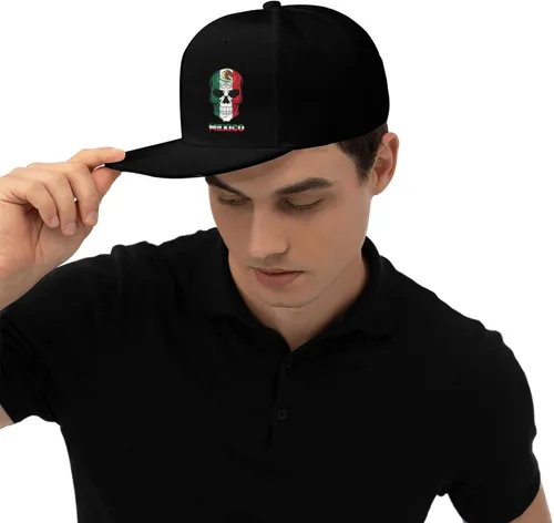 Vista 7 de Sombreros Snapback para hombres y mujeres, gorra de béisbol de ala plana ajustable, sombrero de hip hop, sombrero de camionero, negro