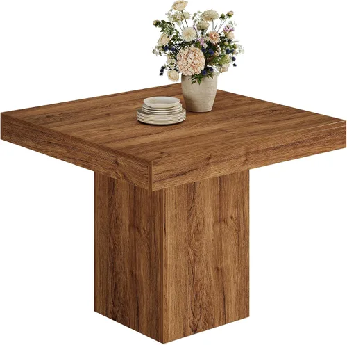 Vista 9 de Tribesigns Mesa de comedor cuadrada de 39 pulgadas para 4, mesa de comedor de cocina pequeña de granja con base de pedestal resistente, muebles