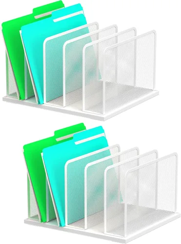 Vista 10 de Kuntine.B Organizador de archivos de escritorio, 5 secciones, organizador de escritorio vertical de malla, clasificador de archivos, organización