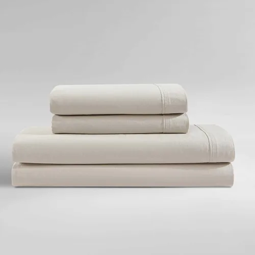 Vista 20 de Calvin Klein - Juego de sábanas de tamaño Queen, sábanas refrescantes frescas y a medida con un tacto de percal de algodón naturalmente suave