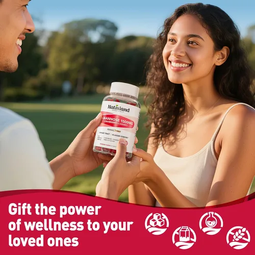 Vista 9 de D Manosa con gomitas de arándano, suplementos de D-manosa de 1500 mg para mujeres, con hibisco para la salud del tracto urinario, vejiga, soporte