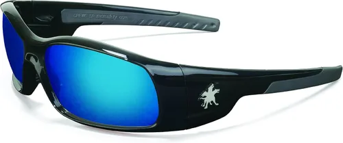 Vista 2 de MCR Lentes de seguridad de policarbonato, con apariencia temeraria, con doble lente, con marco pulido color negro, y lentes transparentes.