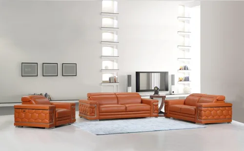 Vista 30 de Blackjack Furniture Usry - Sofá tapizado de piel italiana, color caqui
