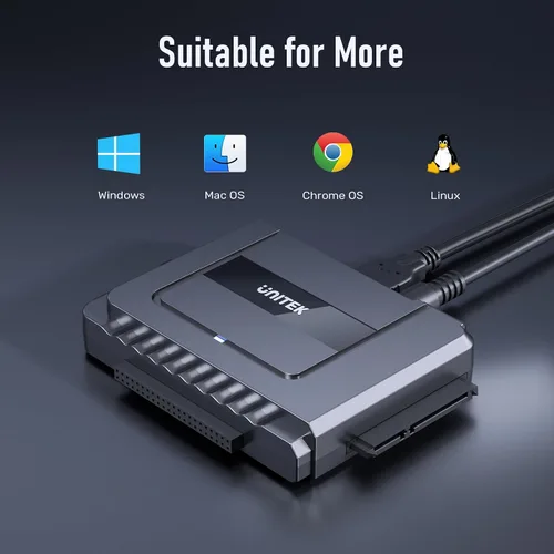 Vista 6 de Unitek Adaptador USB C a SATA IDE – Kit de convertidor de adaptador de disco duro externo para disco duro universal de 2.5/3.5 pulgadas HDD/SSD