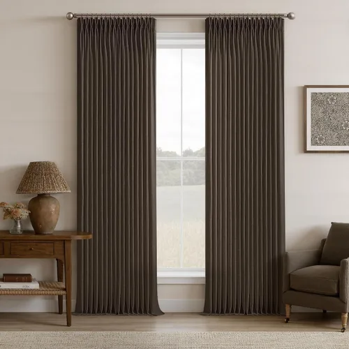 Vista 17 de TWODRAPES Cortinas de Lino Plisadas con Pinza Beige Blancas de 54 Pulgadas de Largo 2 Paneles para Comedor Cocina Dormitorio Plisadas Semi