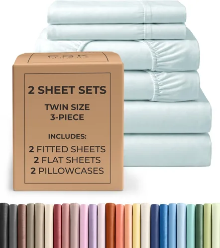 Vista 25 de Pack of 2, Twin Size 3 Piece Sheet Set - Breathable & Cooling - White