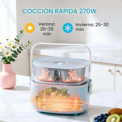 Vista 2 de Electric Cooking Lunch Box, 270W Portable Food Warmer