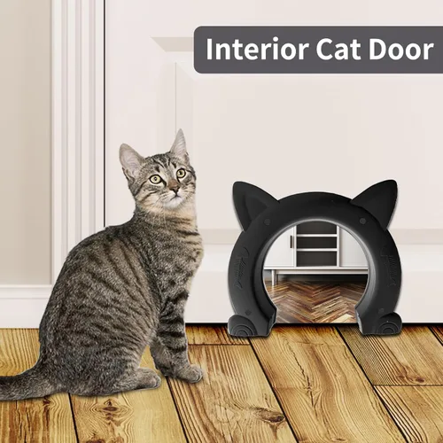 Vista 7 de Fhiny Puerta interior de puerta para gatos, puertas de gatitos de 7 pulgadas de diámetro sin solapa para pared, duradera y fácil de instalar, añade