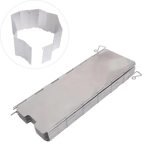 Vista 9 de GANAZONO 1pc Barbacoa Parabrisas Protector Protector de salpicaduras al aire libre Parabrisas al aire libre Aleación de aluminio plateado Utensilios