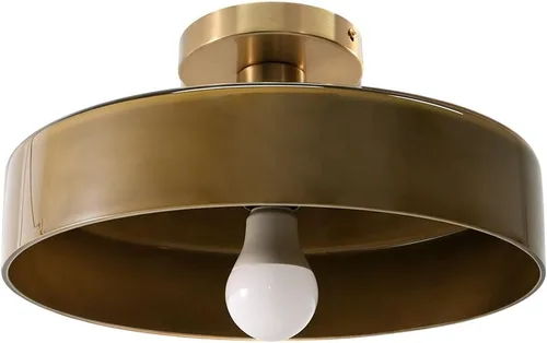 Vista 13 de Lámpara de techo semiempotrada de cristal, moderna cerca del techo, pantalla de cristal de cúpula naranja de 11 pulgadas, lámpara de techo dorada