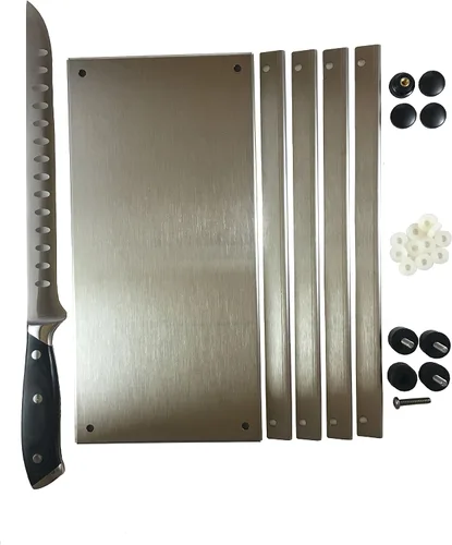 Vista 4 de Cortador de carne de acero inoxidable Jerky Maker Tabla de cortar con cuchillo profesional de 10 pulgadas para cortar y tallar