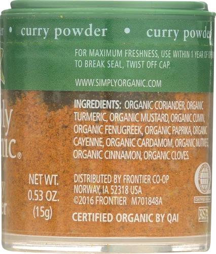 Vista 7 de Simply Organic Curry en polvo, certificado orgánico 0.53 oz