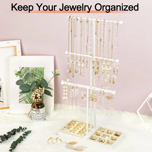 Vista 5 de Caja organizadora de joyas de acrílico y soporte de joyería para collar