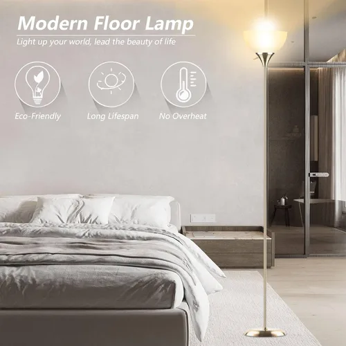 Vista 5 de RISLG Lámpara de pie, lámparas de pie LED para sala de estar, pantalla blanca resistente a las caídas, interruptor giratorio, lámpara alta de metal