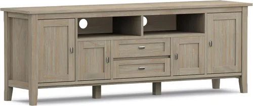 Vista 17 de SIMPLIHOME Warm Shaker - Soporte de TV de madera maciza de 72 pulgadas de ancho, color marrón dorado claro Marrón (Hickory Brown)