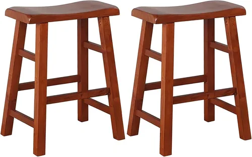 Vista 6 de eHemco Taburetes de cocina con asiento de sillín de madera maciza, 24 pulgadas, color negro