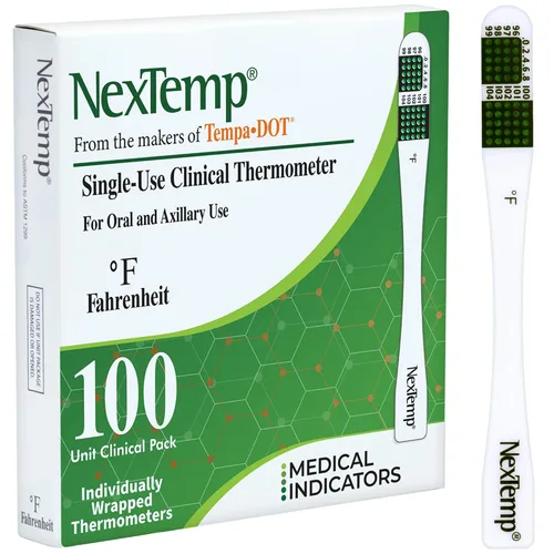 Vista 8 de NexTemp Termómetro desechable (paquete de 100 unidades, Celsius), termómetro oral para adultos, de un solo uso, sin batería, higiénico, lecturas
