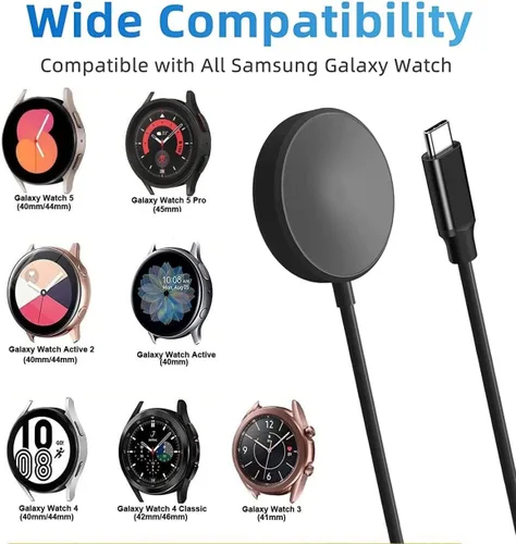 Vista 4 de Cargador USB C Samsung Galaxy Watch 3 4 5 6, cable de carga magnética compatible con Samsung Galaxy Watch 6/6 Classic/ 5 Pro/ 5/4/ 4 Classic/ 3