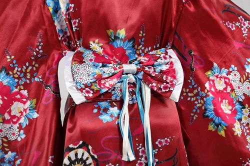 Vista 5 de Disfraz de kimono japonés para mujer, bata tradicional de geisha, estampado de anime, pijama de estilo largo