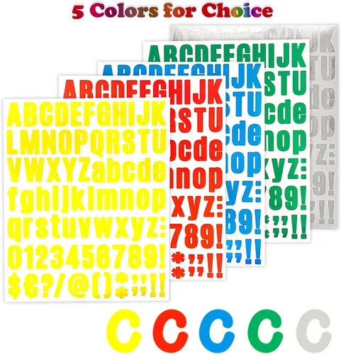 Vista 3 de 5 hojas de 405 calcomanías del alfabeto para manualidades, calcomanías de letras autoadhesivas, calcomanías de números de vinilo, calcomanías
