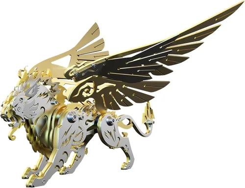 Vista 7 de Kits de modelo de metal 3D, rompecabezas de metal 3D de lobo mecánico, serie de animales de acero DIY, rompecabezas simples 3D, decoración