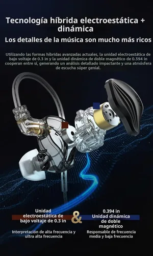 Vista 3 de KZ ZEX - Auriculares electrostáticos + 1 auricular dinámico con cables