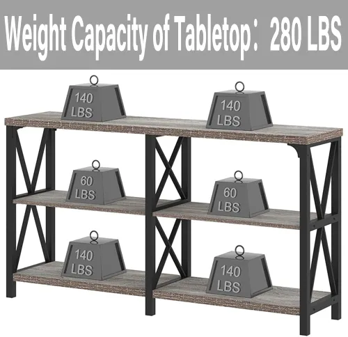 Vista 6 de LVB - Mesa de sofá de estilo granja, mesa consola rústica para sala de estar, mesa de entrada con almacenamiento, mesa de entrada para vestíbulo