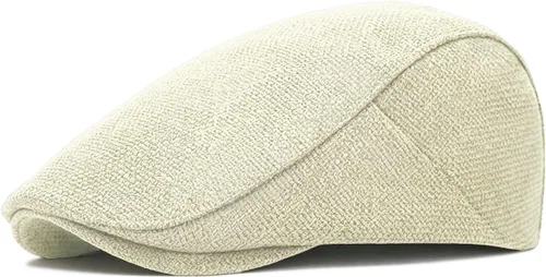 Vista 8 de Gorra de lino sintético para hombre, diseño de periódico con textura tejida ajustable Negro