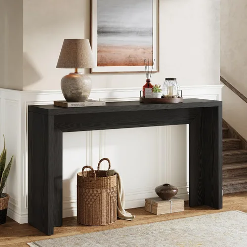 Vista 6 de Tribesigns Mesa consola de granja, mesa de sofá de madera de 55 pulgadas con almacenamiento para entrada, vestíbulo, pasillo, sala de estar, fácil