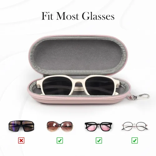 Vista 3 de Estuche delgado para lentes, organizador portátil de lentes de sol de viaje con mosquetón, almacenamiento de gafas con cremallera para hombres