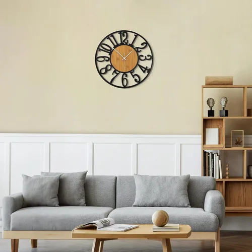 Vista 7 de LEIKE Relojes de Pared Grandes, Silenciosos, Sin Tictac, Funcionan con Baterías, Rústico Redondo Moderno Gran Reloj de Pared de Madera para Sala