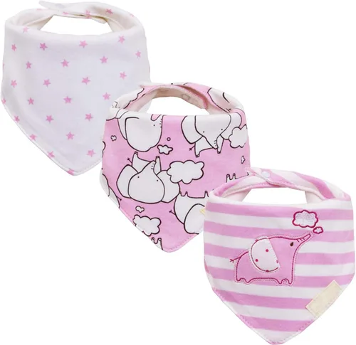 Vista 2 de Babero para bebé, bandana para niños pequeños, paquete de 3 baberos de alimentación de algodón súper absorbentes