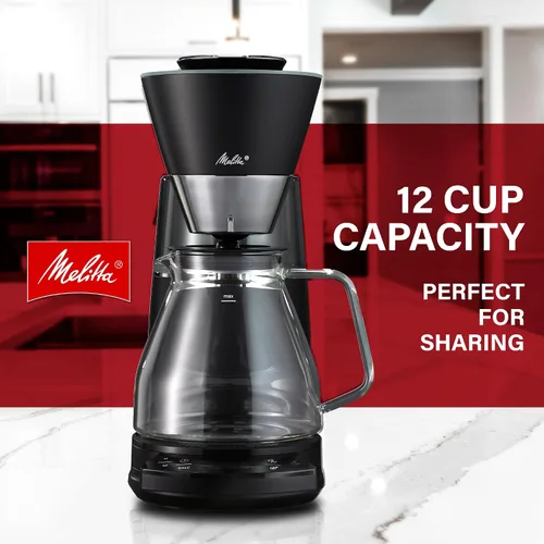 Vista 3 de Melitta Vision - Cafetera de goteo de 12 tazas, automática y programable, capacidad de 96 onzas con 5 filtros de café, color negro Automático