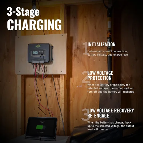 Vista 7 de Battery Tender Controlador de carga solar MPPT de 30 amperios con pantalla LCD para uso con baterías de plomo ácido de 12 voltios/24 voltios, AGM