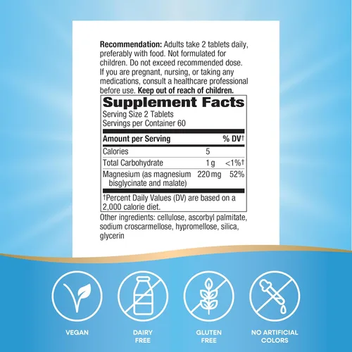Vista 5 de Nature's Way Complejo de glicinato de magnesio, apoya la función cardíaca, muscular, nerviosa*, altamente absorbente, 220 mg por porción de 2