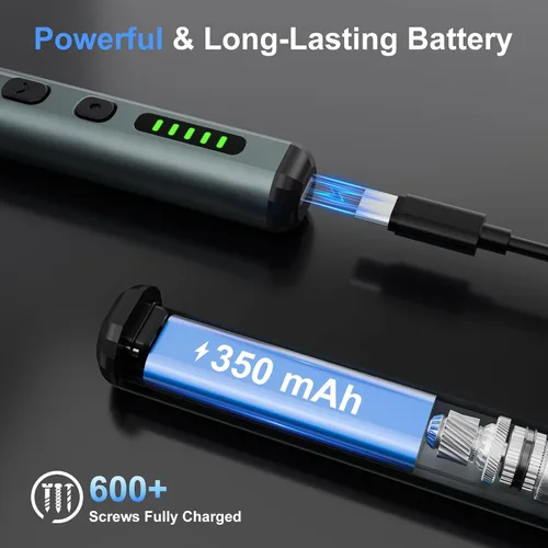 Vista 3 de STREBITO Destornillador eléctrico, mini destornillador eléctrico 67 en 1, 50 puntas magnéticas S2, 5 ajustes de torsión, 4 luces LED, juego
