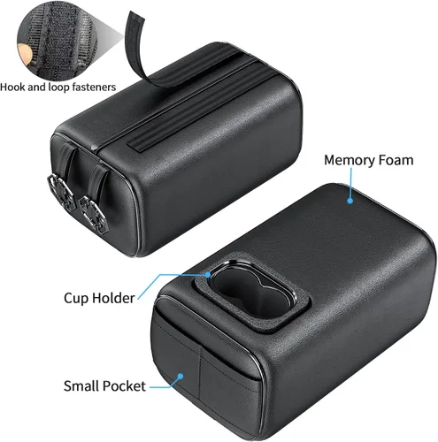 Vista 5 de Reposabrazos Trasero para Asiento de Coche 2 Filas Caja de Consola con Portavasos Universal Apoyabrazos para Asiento Trasero Caja de Consola