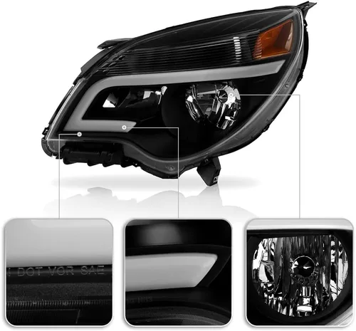Vista 4 de ACANII - For [Halogen Model] 2010-2015 Chevy Equinox Black Upgrade Style LED Tube Headlights Headlamps Pair Left+Right