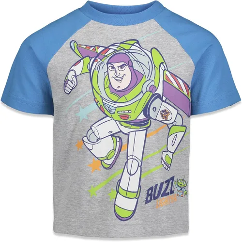 Vista 3 de Disney Mickey Mouse Pixar Toy Story Winnie The Pooh Pixar Cars Lion Guard - Paquete de 2 camisetas para niños pequeños, GrisBlanco