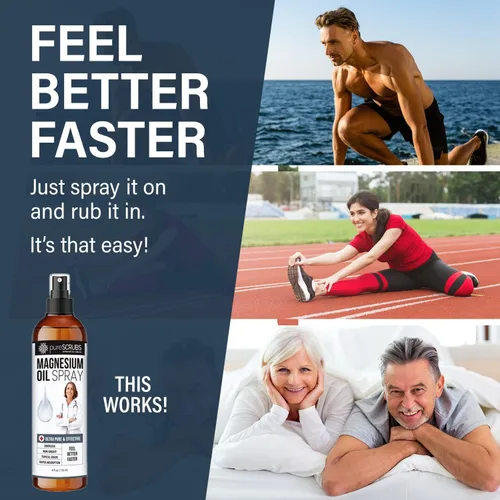 Vista 3 de Spray tópico puro de aceite de magnesio de acción rápida para pies, piel, cuerpo, absorción ultra rápida para una mejor salud, salmuera pura