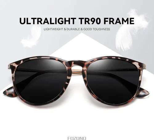 Vista 3 de Gafas de sol polarizadas redondas retro para mujer, gafas de sol vintage de moda con protección UV